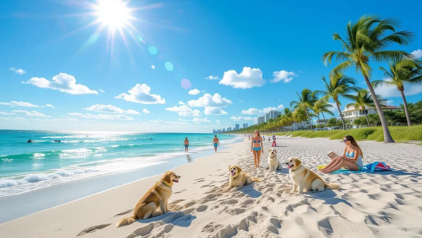 Beach with turquoise water and palm trees